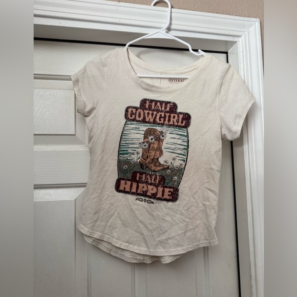 Shyanne Tops - Shayanne Half Cowgirl Half Hippie Women's Cream T-shirt